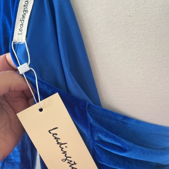 NWT Blue Velour Fit and Flare dress - Picture 6 of 11